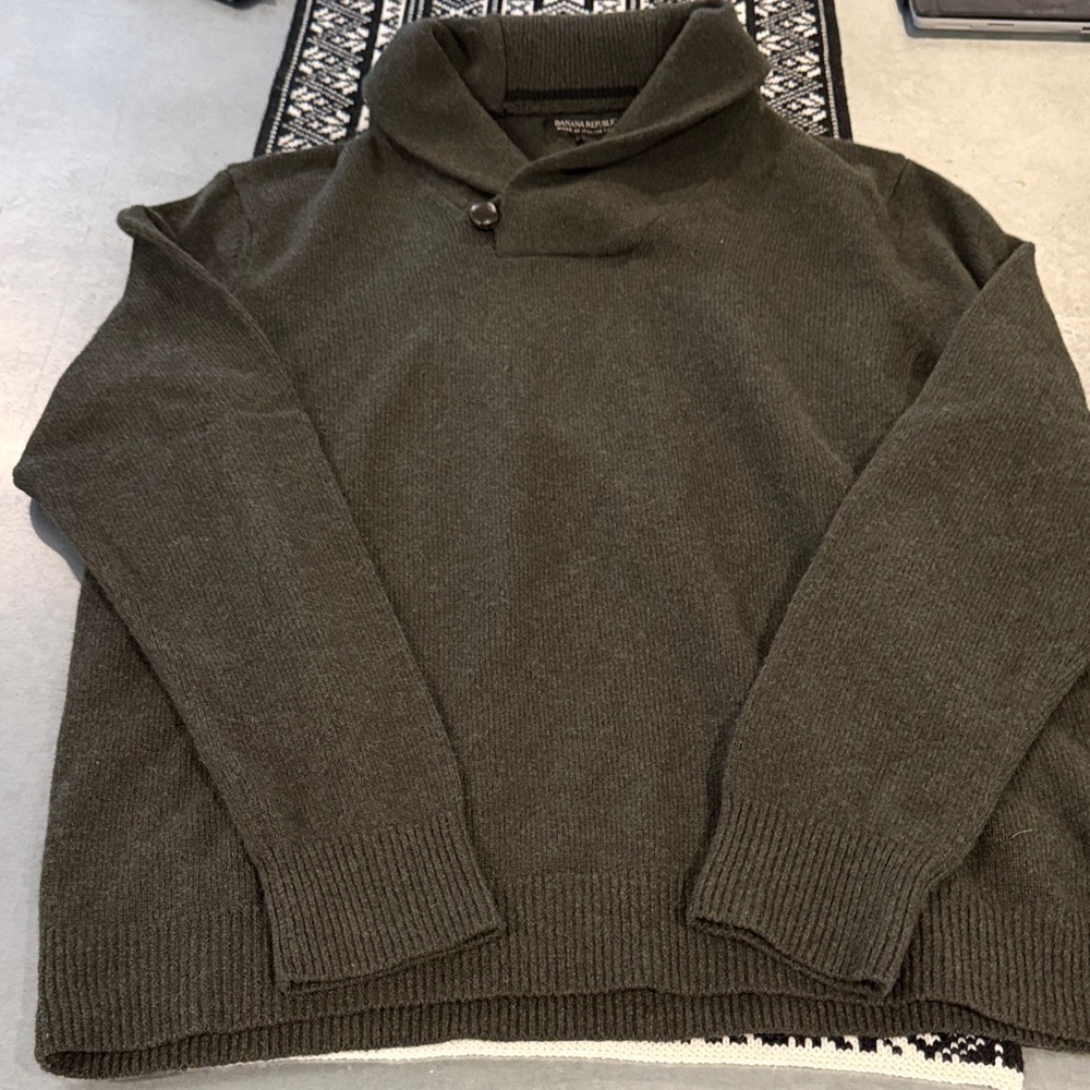 Banana Republic Men's Shawl Turtleneck Sweater - Olive